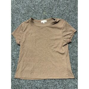 Riley & James Brown Ribbed Short Sleeve T-Shirt Crew Neck XL Womens